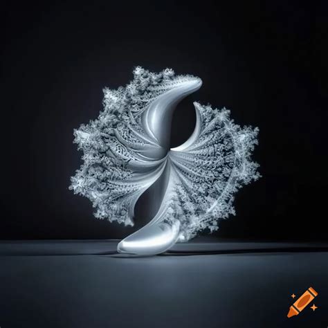 White Marble Fractal Sculpture In Black Space