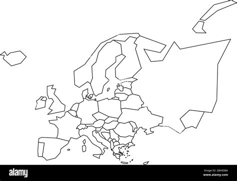 Political Map Of Europe Simplified Black Wireframe Outline Vector