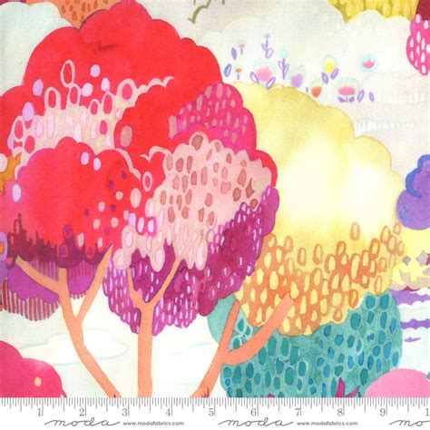 Moda Fanciful Forest Fanciful Scenic Watercolor Multi Petal Fabric By