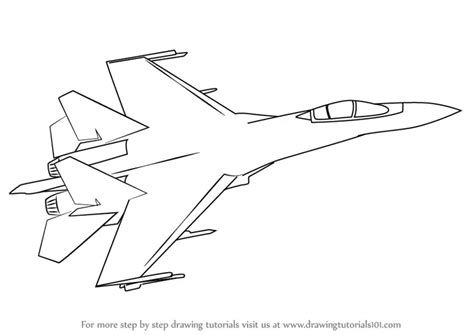 Learn How to Draw Sukhoi SU-35 (Fighter Jets) Step by Step : Drawing ...