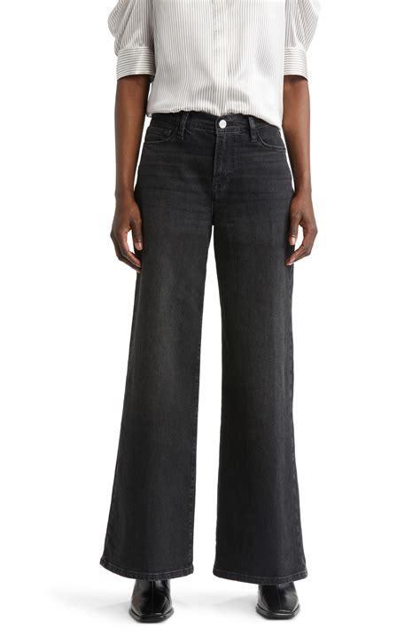 Frame Le Slim Palazzo Wide Leg Jeans In Black Lyst