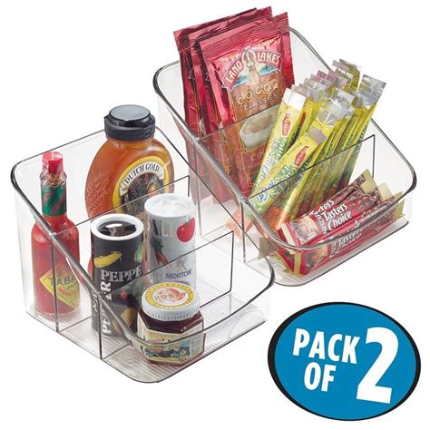 Mdesign Plastic Food Packet Organizer Bin Caddy 4 Divided Sections