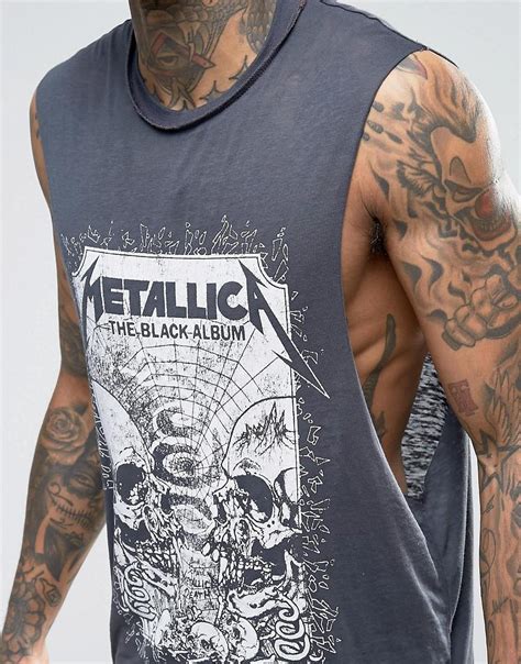 Asos Metallica Sleeveless Band T Shirt With Burnout And Print In Black