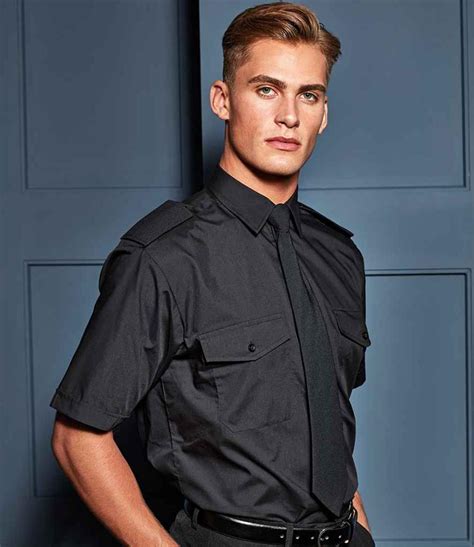 Premier Short Sleeve Pilot Shirt Black Order Uniform Uk Ltd