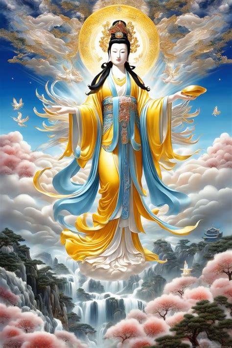 Kwan Yin Standing On Lotus