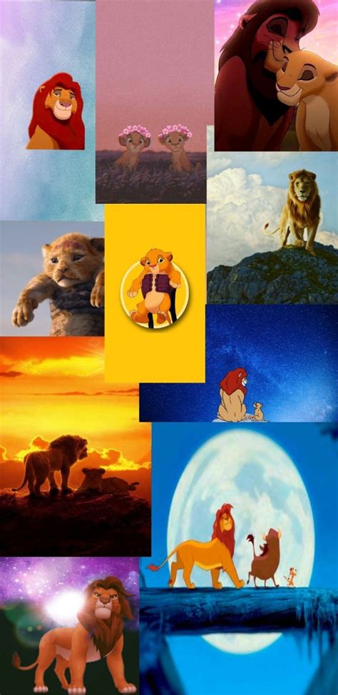 the lion king and other disney characters are depicted in this collage with different colors