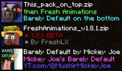 Barely Default X Fresh Animations Minecraft Resource Pack