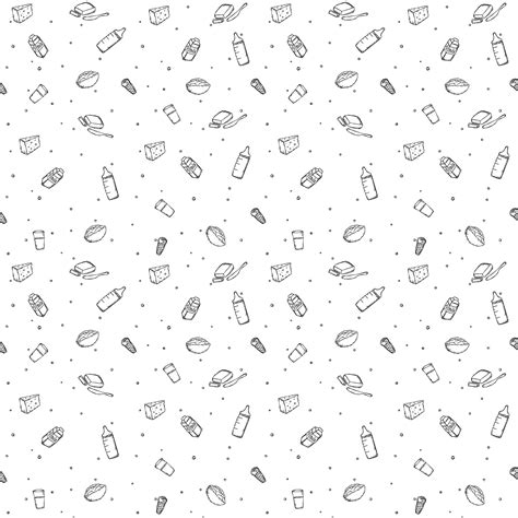 Seamless Milk Production Pattern Vector Doodle Illustration With Milk