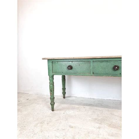 Kontrast Sold Antique Pine Farmhouse Prep Table With Original Green