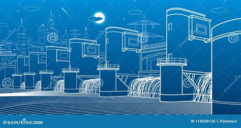 River Hydro Power Icon Cartoon Vector Factory City Generator