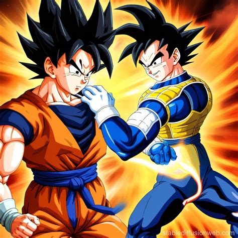 Goku Vs Vegeta Anime Showdown Stable Diffusion Online