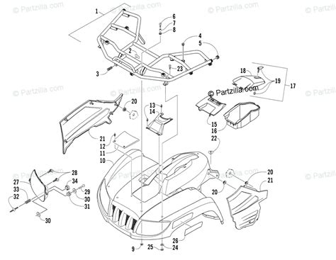 Arctic Cat ATV 2007 OEM Parts Diagram For Front Body Panel Assembly