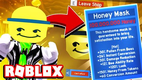 Buying The New Ted Honey Mask Epic Roblox Bee Swarm Simulator