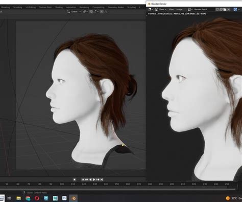 Artstation Realistic Female Half Up Short Hair Style Game Assets