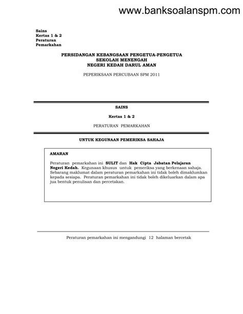 Pdf Kertas Sains Percubaan Spm Kedahskema Trial