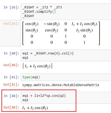 Python Sympy Get Equation From Matrix Element Stack Overflow