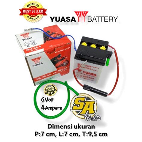 Promo AKI ACCU ACCUE BATERAI HONDA WIN 6N4 2A 4 6V 4Ah YUASA Kab