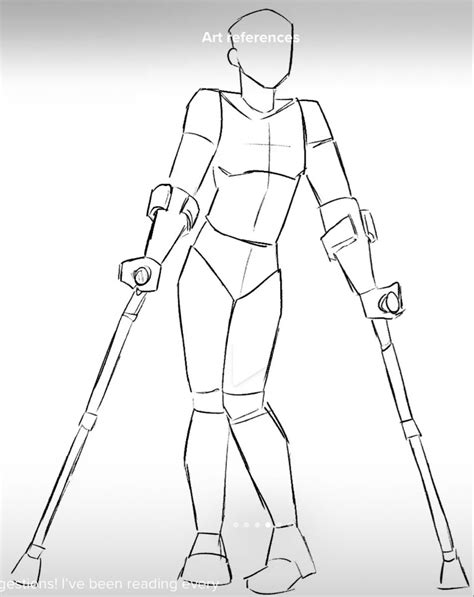 Figure Drawing Reference Art Pose With Crutches