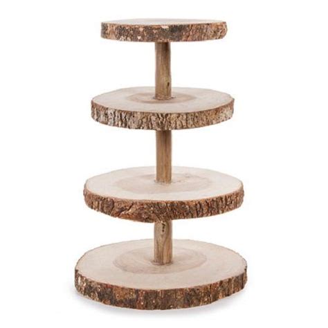 16 Inch Tall 4 Tier Rustic Wood Slice Cupcake Stand Wedding Cake