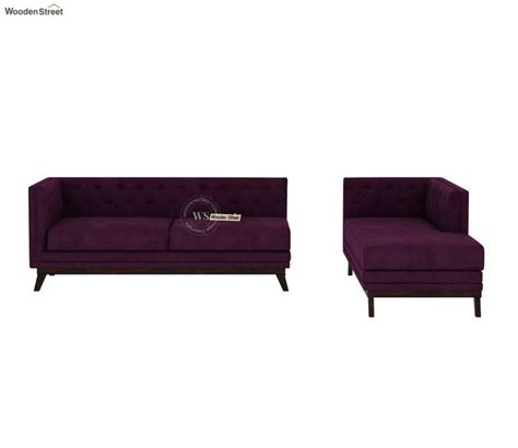 Buy Berlin L Shape Right Aligned Corner Sofa Velvet Mulberry Pink