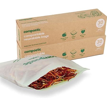 Amazon BioBag 100 Certified Compostable Resealable Sandwich Bags