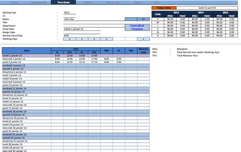 Employee Time Sheet Manager Excel Template