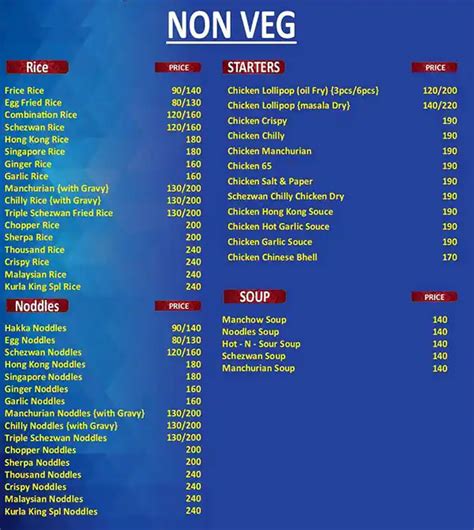 Menu Of Kurla Kingg Chinese Kurla Mumbai