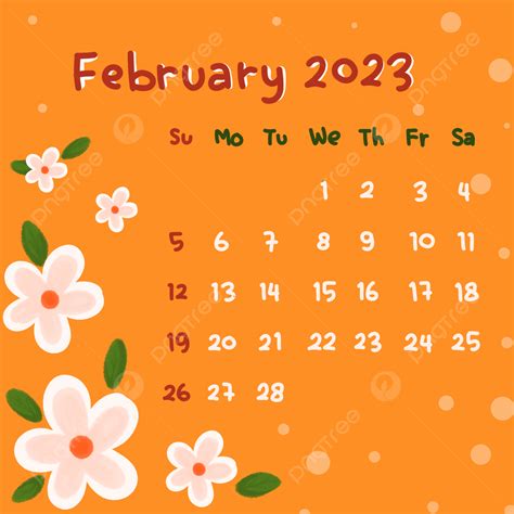 February 2023 Calendar In Warm Yellow Color With Flowers Template Download On Pngtree