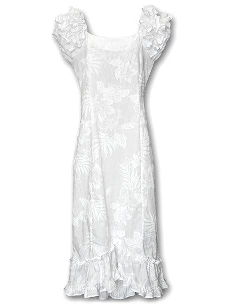 Hawaiian Long Ruffle Muumuus Lanai Dress - Hawaiian Wedding Place