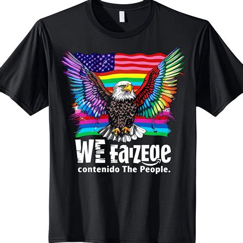 Bold Black Tee With Rainbow Eagle Empowering Messages LGBTQ Pride