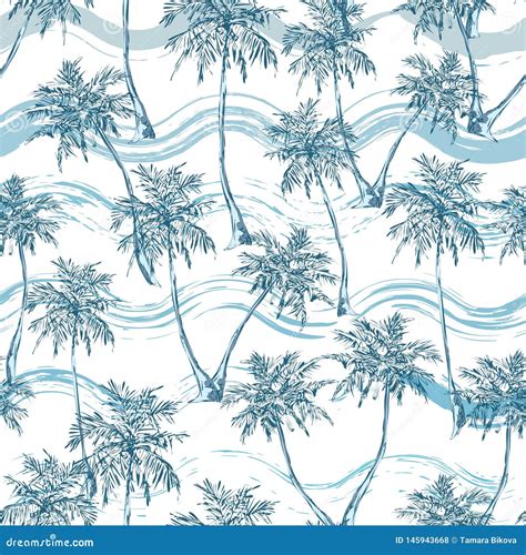 Tropical Palm Trees Seamless Pattern Stock Illustration Illustration