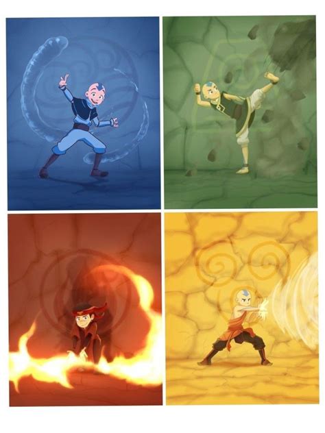 Avatar A Lenda De Aang Dobra Dos Quatro Elementos E Suas Cores