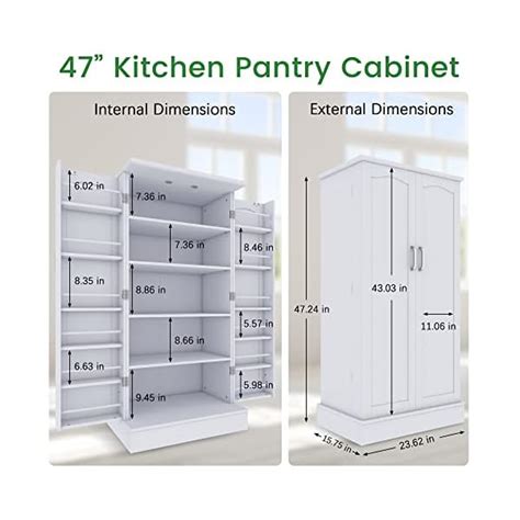 Jehiatek Kitchen Pantry Cabinet White Freestanding Buffet