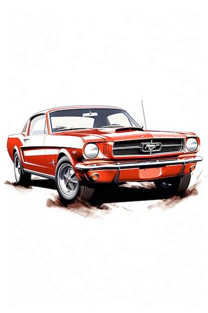 Dibujo De Un Coche Cl Sico Rojo Con Fondo Blanco Ai Generativo Foto