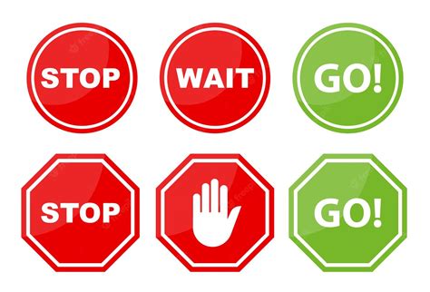 Premium Vector Sign Stop Go And Wait Isolated On White Background