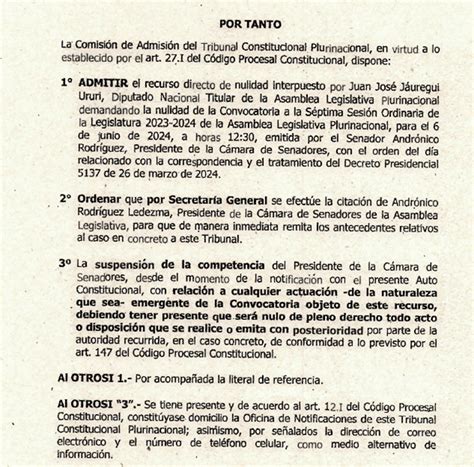 Tribunal Constitucional Admite Recurso De Nulidad Y Ordena Suspender La