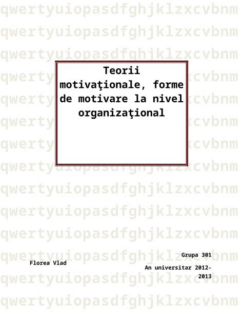 Docx Teorii Motiva Ionale Forme De Motivare La Nivel Organiza Ional