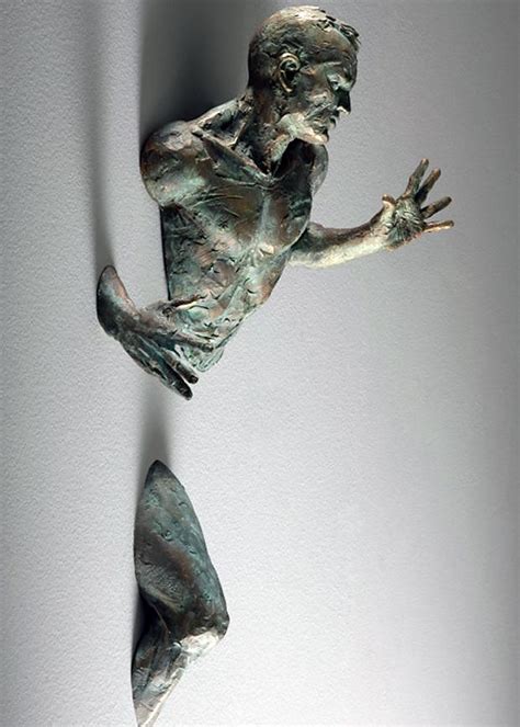 Figurative Sculptures Embedded In Gallery Walls By Matteo Pugliese