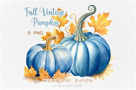 Fall Vintage Pumpkin Watercolor Clipart Graphic by CraftyKittyArt ...