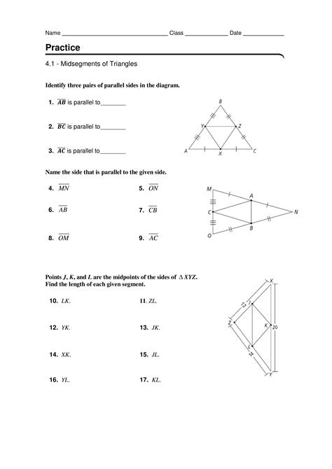 Geometry 5 1 Midsegments Of Triangles Brad L Mcdaniel Worksheets Library