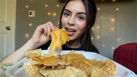 Asmr Super Cheesy Nachos Mukbang🧀 Crunchy Up Close Eating Sounds Youtube