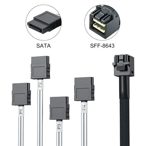 Ipolex Cable Interno Mini SAS HD SFF 8643 A 4 X SATA 7 Pines Cables