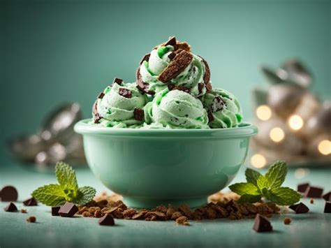 Premium Photo Delicious Mint Chocolate Chip Gelato Ice Cream Is A Refreshing And Decadent With