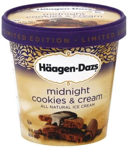 Haagen Dazs Midnight Cookies & Cream Ice Cream - 14 oz, Nutrition ...