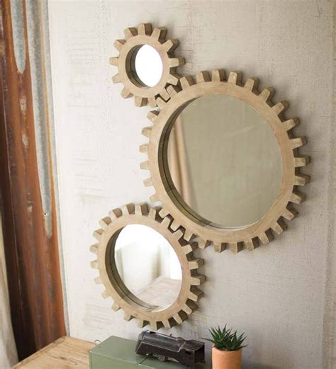 These Three Wooden Gear Shaped Mirrors Are Clever Décor Pieces That Can