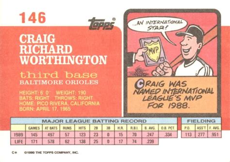 1990 Topps Big Craig Worthington Baltimore Orioles 146 EBay