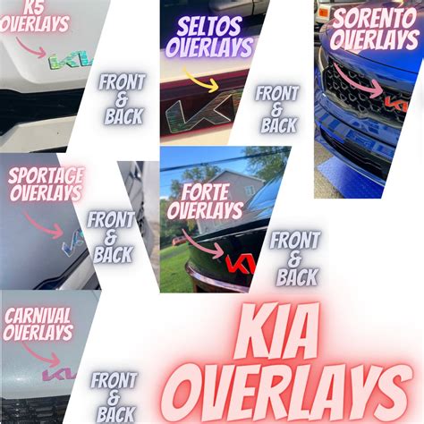 Kia Emblem Overlays Front Back K Sportage Ev Forte Stinger Soul