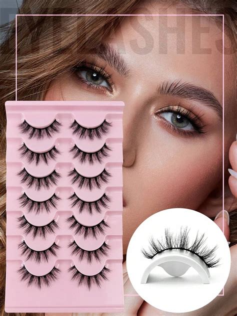 False Eyelashes Fluffy Mink Lashes Cat Eye Look Mm Wispy D Volume