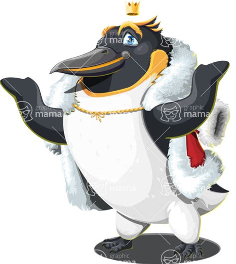 King Penguin Cartoon Character Set Sorry GraphicMama