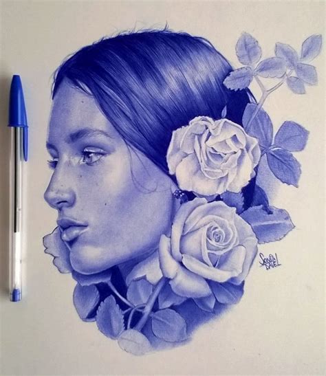 Ballpoint pen drawing | Ritratti, Disegni a penna, Arte dell'illustrazione